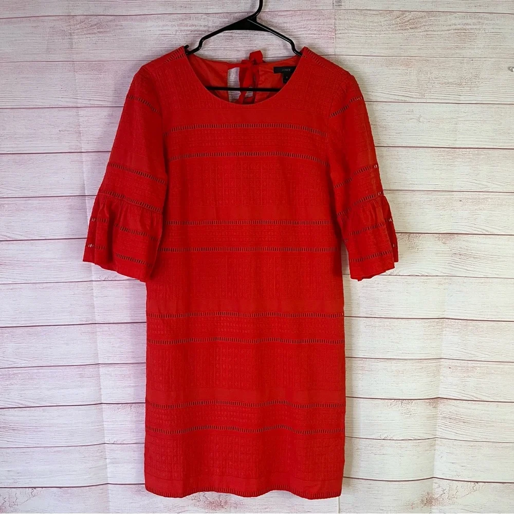 J.Crew Red Eyelet Dress‎ Size 2